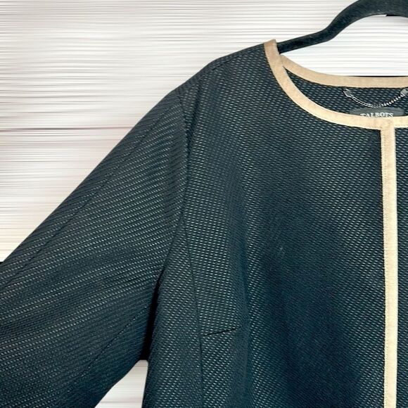 Talbots Black Trench Coat Coatigan Jacket Textured Cotton Blend Lined size 18W - Picture 5 of 14